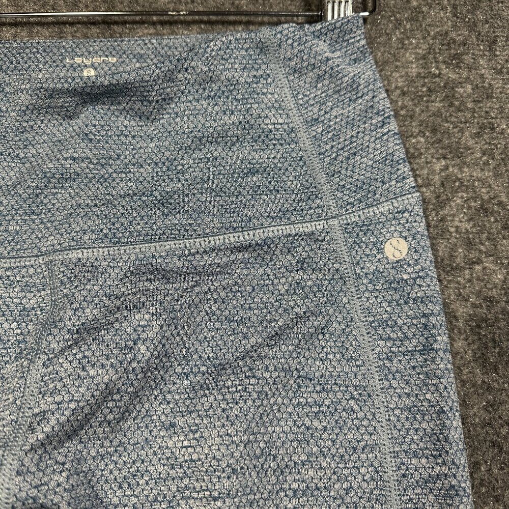 Layer 8 Compression Pants Womens Small Blue Stretch Print Waistband Pocket Run - Picture 4 of 7